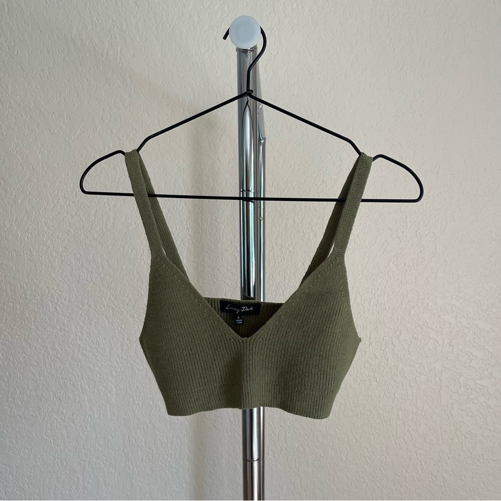 Olive Knit Cropped Tank
